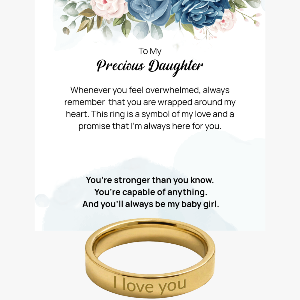 Engraved Ring with Message Card for Daughter - Mother's Day Gift