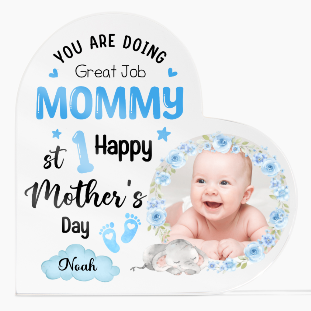 Acrylic Heart Block for Mom from Son - First Mother's Day