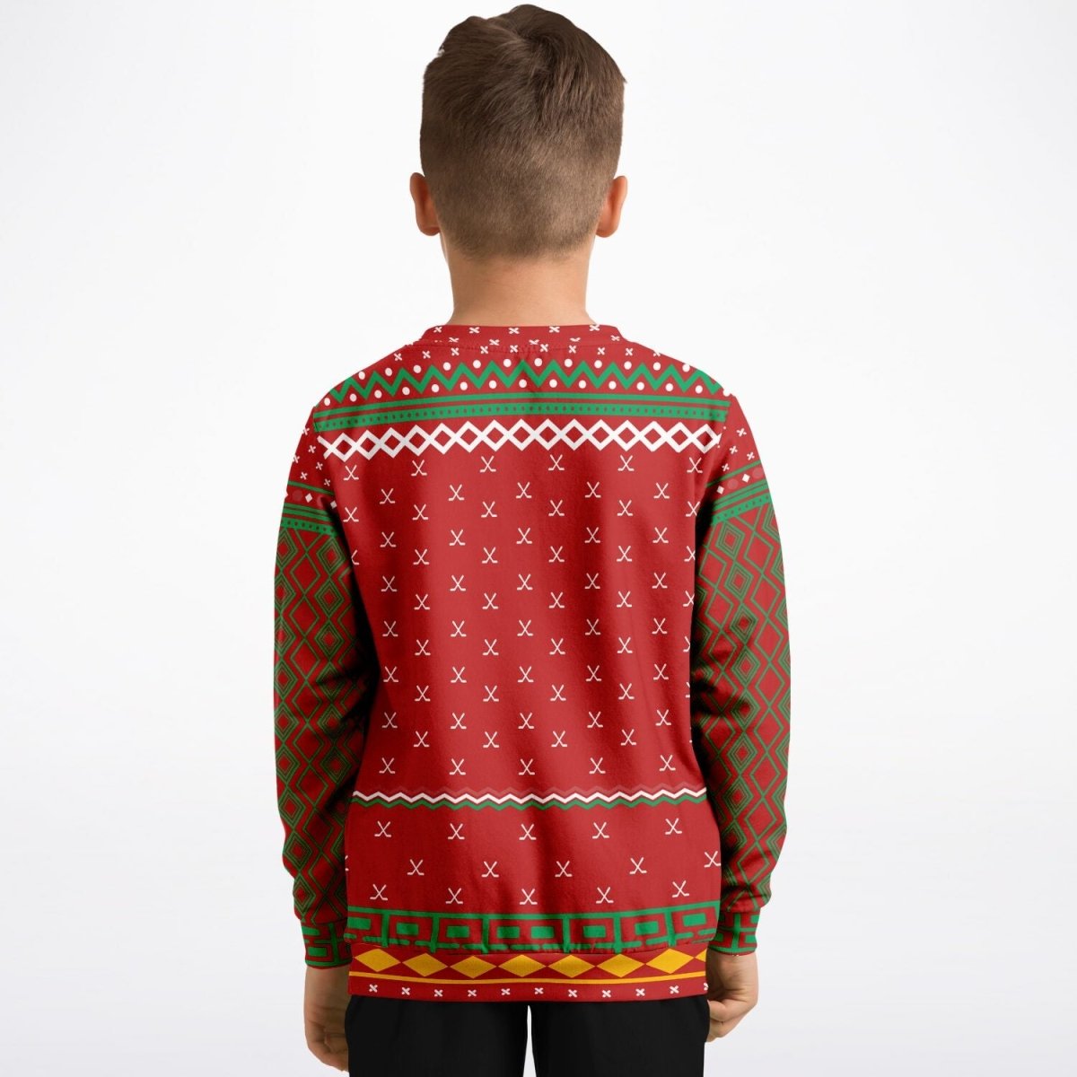 Happy Hockeydays - Athletic Kids/Youth Ugly Christmas Sweater - TreasuredTale