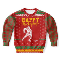 Happy Hockeydays - Athletic Kids/Youth Ugly Christmas Sweater - TreasuredTale