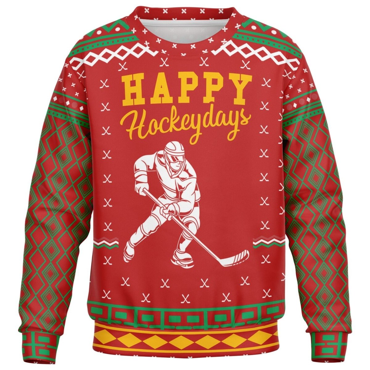 Happy Hockeydays - Athletic Kids/Youth Ugly Christmas Sweater - TreasuredTale