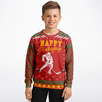 Happy Hockeydays - Athletic Kids/Youth Ugly Christmas Sweater - TreasuredTale