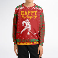 Happy Hockeydays - Athletic Kids/Youth Ugly Christmas Sweater - TreasuredTale