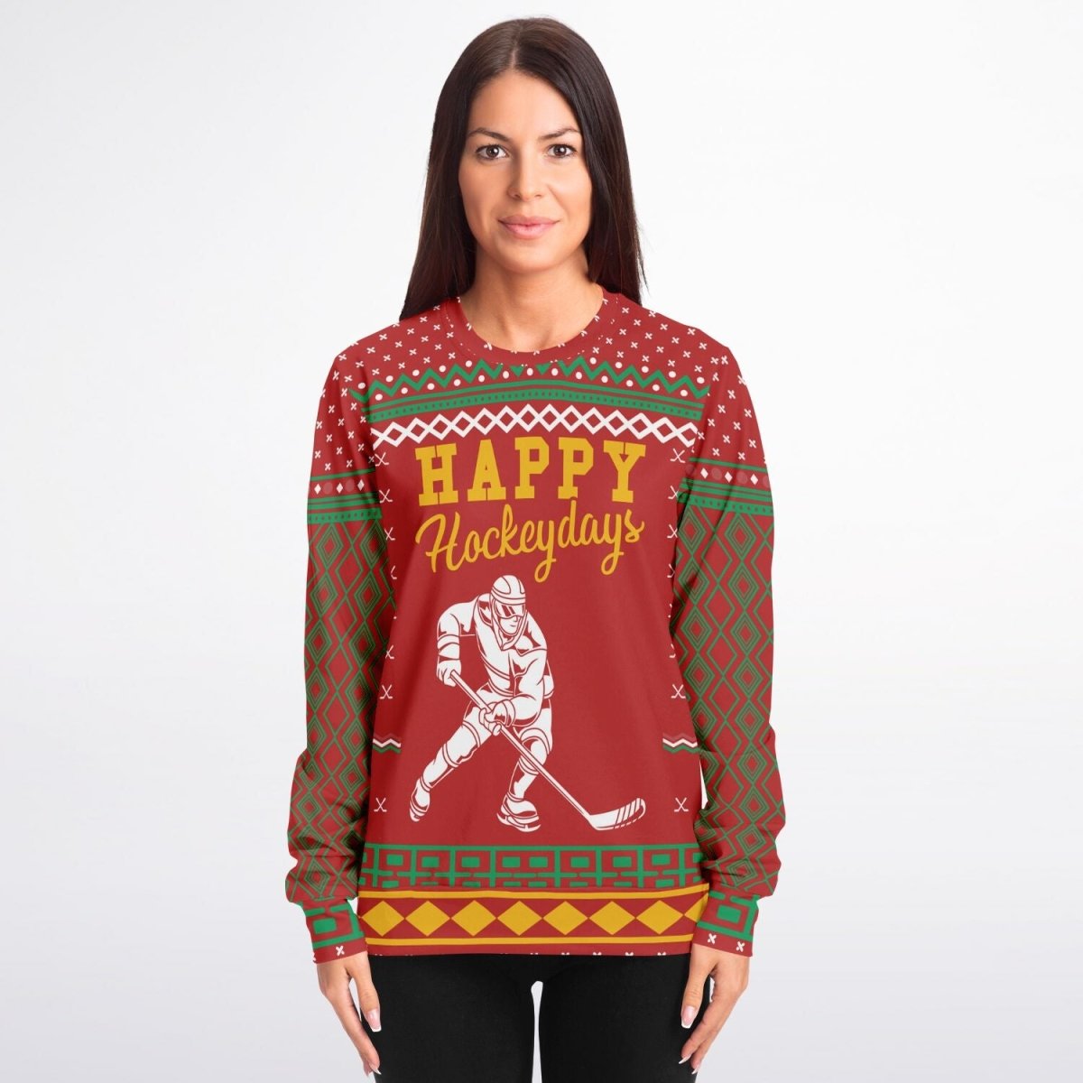 Happy Hockeydays - Fashion Ugly Christmas Sweater Men, Ladies - TreasuredTale