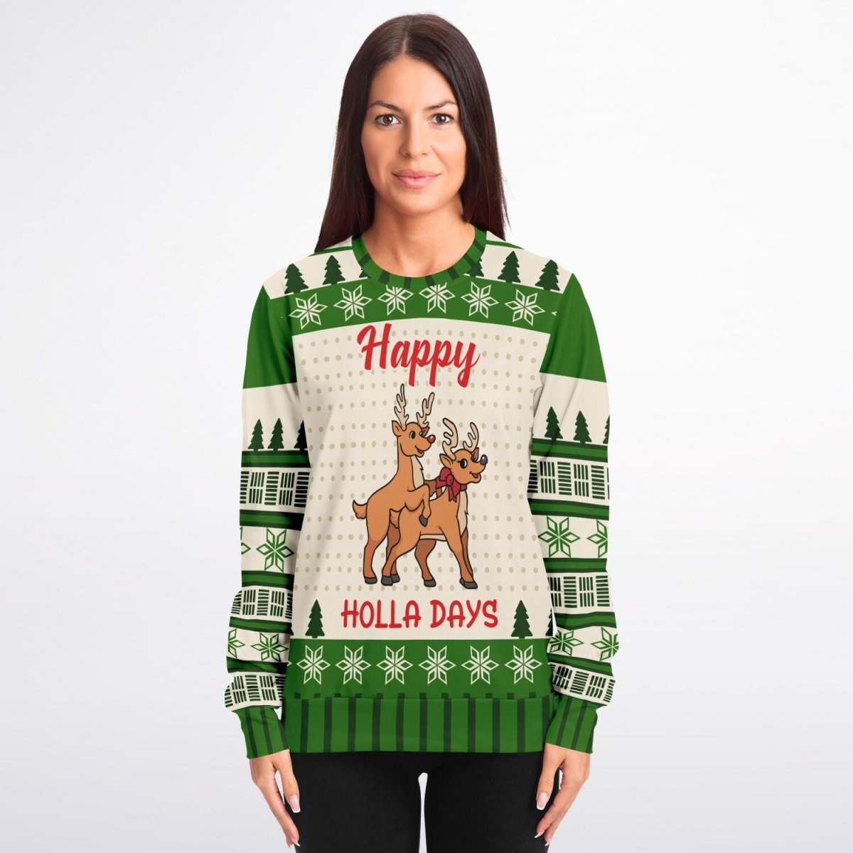 Happy Holla Days Reindeer Christmas Sweatshirt - TreasuredTale