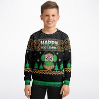 Happy Hoo - lidays - Athletic Kids/Youth Ugly Christmas Sweater - TreasuredTale