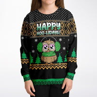 Happy Hoo - lidays - Athletic Kids/Youth Ugly Christmas Sweater - TreasuredTale
