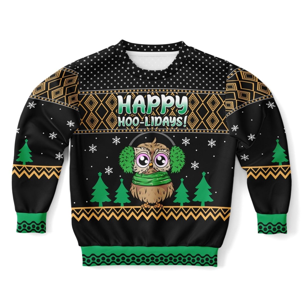 Happy Hoo - lidays - Athletic Kids/Youth Ugly Christmas Sweater - TreasuredTale