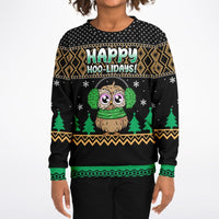 Happy Hoo - lidays - Athletic Kids/Youth Ugly Christmas Sweater - TreasuredTale
