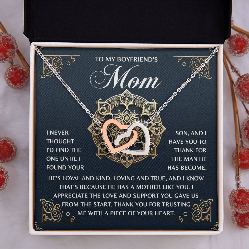 Interlocking Hearts Necklace – Thank You Boyfriend's Mom Gift - TreasuredTale