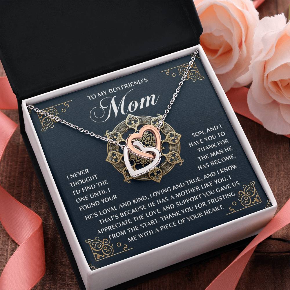 Interlocking Hearts Necklace – Thank You Boyfriend's Mom Gift - TreasuredTale