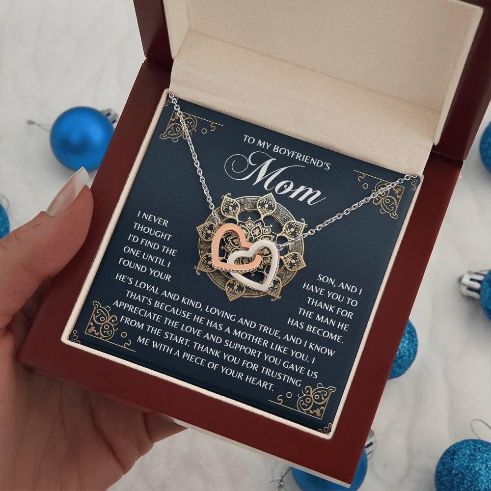 Interlocking Hearts Necklace – Thank You Boyfriend's Mom Gift - TreasuredTale