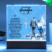 Keepsake Acrylic & Stainless Steel Cross Necklace - Grandpa - TreasuredTale