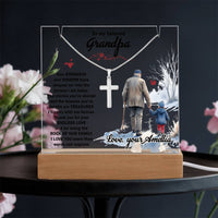 Keepsake Acrylic & Stainless Steel Cross Necklace - Grandpa - TreasuredTale