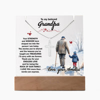 Keepsake Acrylic & Stainless Steel Cross Necklace - Grandpa - TreasuredTale