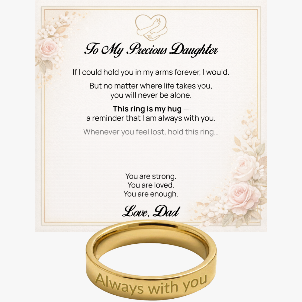Engraved Ring with Message Card for Daughter from Dad - Mother's Day Gift