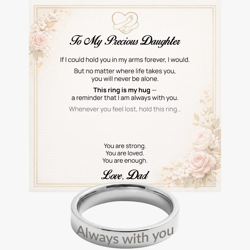 Engraved Ring with Message Card for Daughter from Dad - Mother's Day Gift