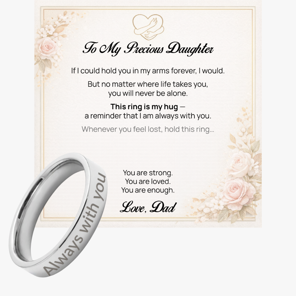 Engraved Ring with Message Card for Daughter from Dad - Mother's Day Gift