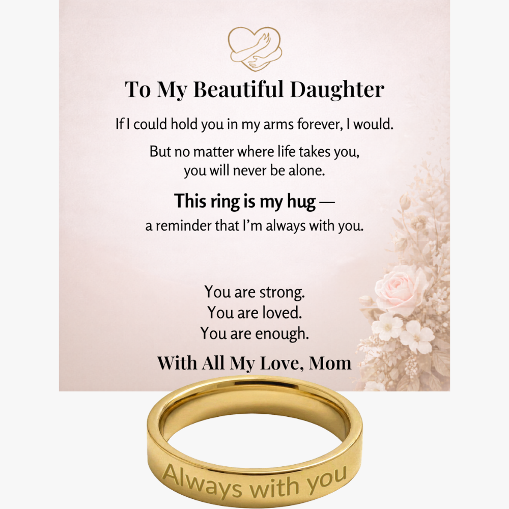 Engraved Ring with Message Card for Daughter from Mom - Mother's Day Gift