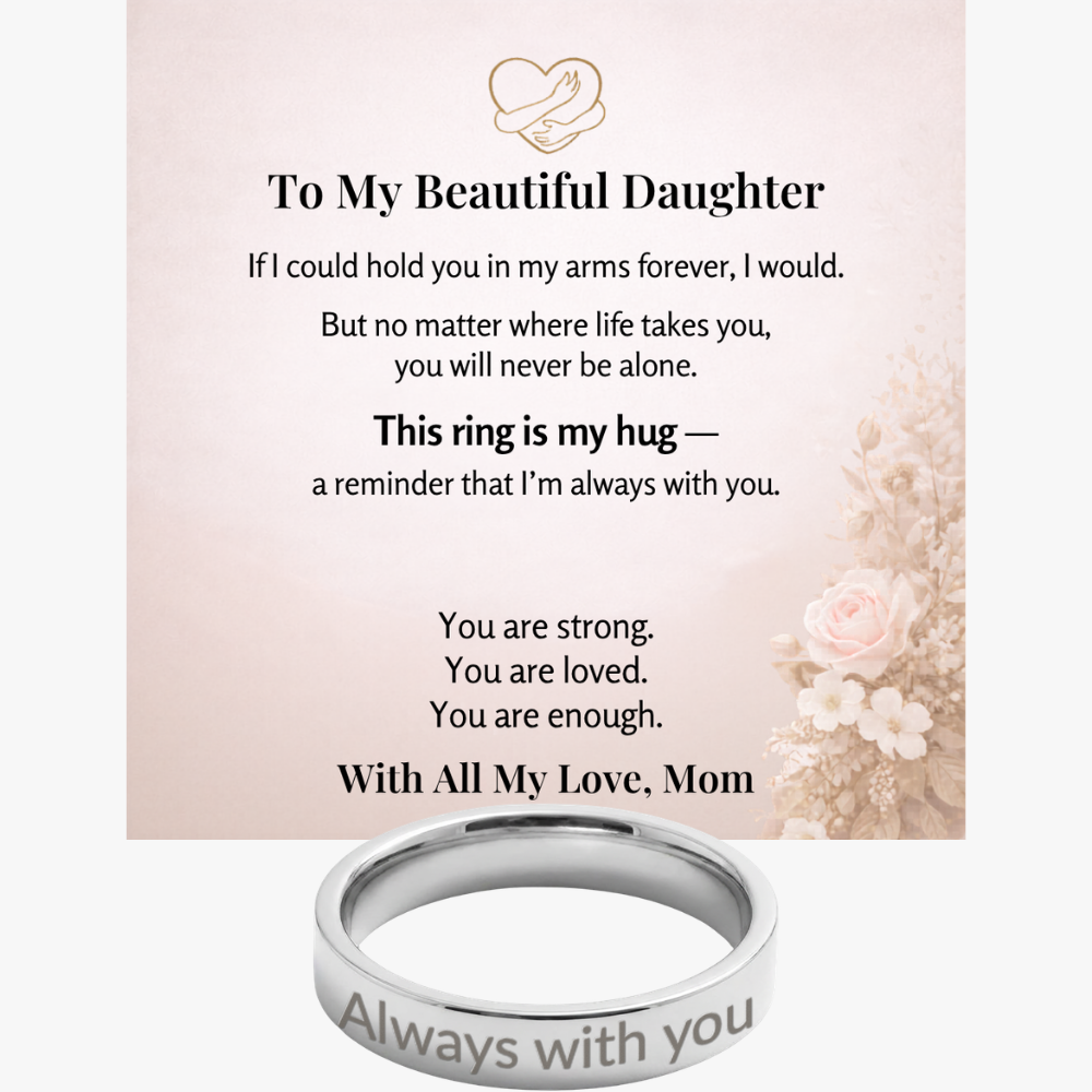 Engraved Ring with Message Card for Daughter from Mom - Mother's Day Gift