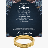 Engraved Ring with Message Card for Mom from Son - Mother's Day Gift