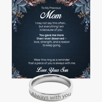 Engraved Ring with Message Card for Mom from Son - Mother's Day Gift