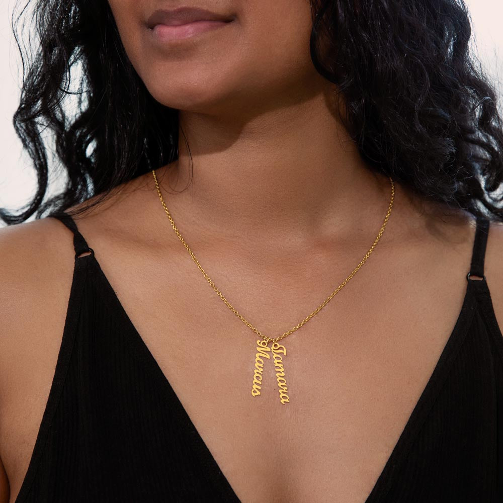 Multi Vertical Name Necklace with Kids Name for Her - Mother's Day Gift