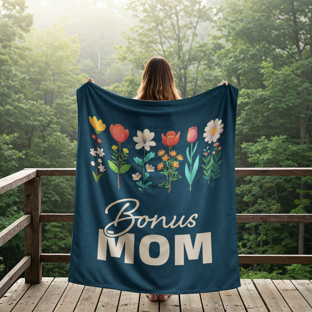 Jersey Fleece Blanket (Portrait) 50" x 60" for Stepmother / Bonus Mom - Mother's Day Gift