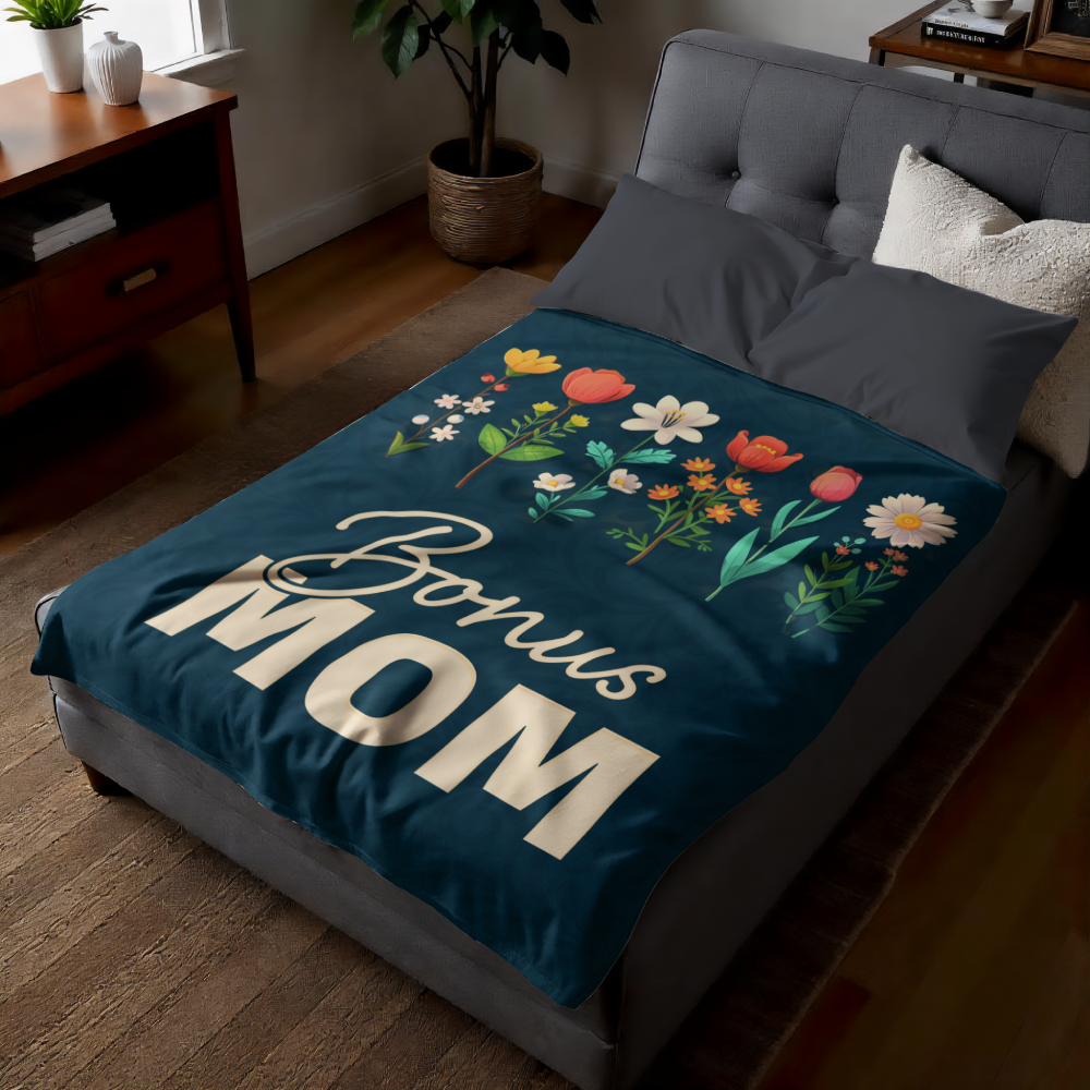 Jersey Fleece Blanket (Portrait) 50" x 60" for Stepmother / Bonus Mom - Mother's Day Gift