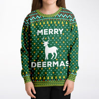 Merry Deermas - Athletic Kids/Youth Ugly Christmas Sweater - TreasuredTale