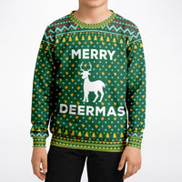Merry Deermas - Athletic Kids/Youth Ugly Christmas Sweater - TreasuredTale
