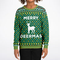 Merry Deermas - Athletic Kids/Youth Ugly Christmas Sweater - TreasuredTale