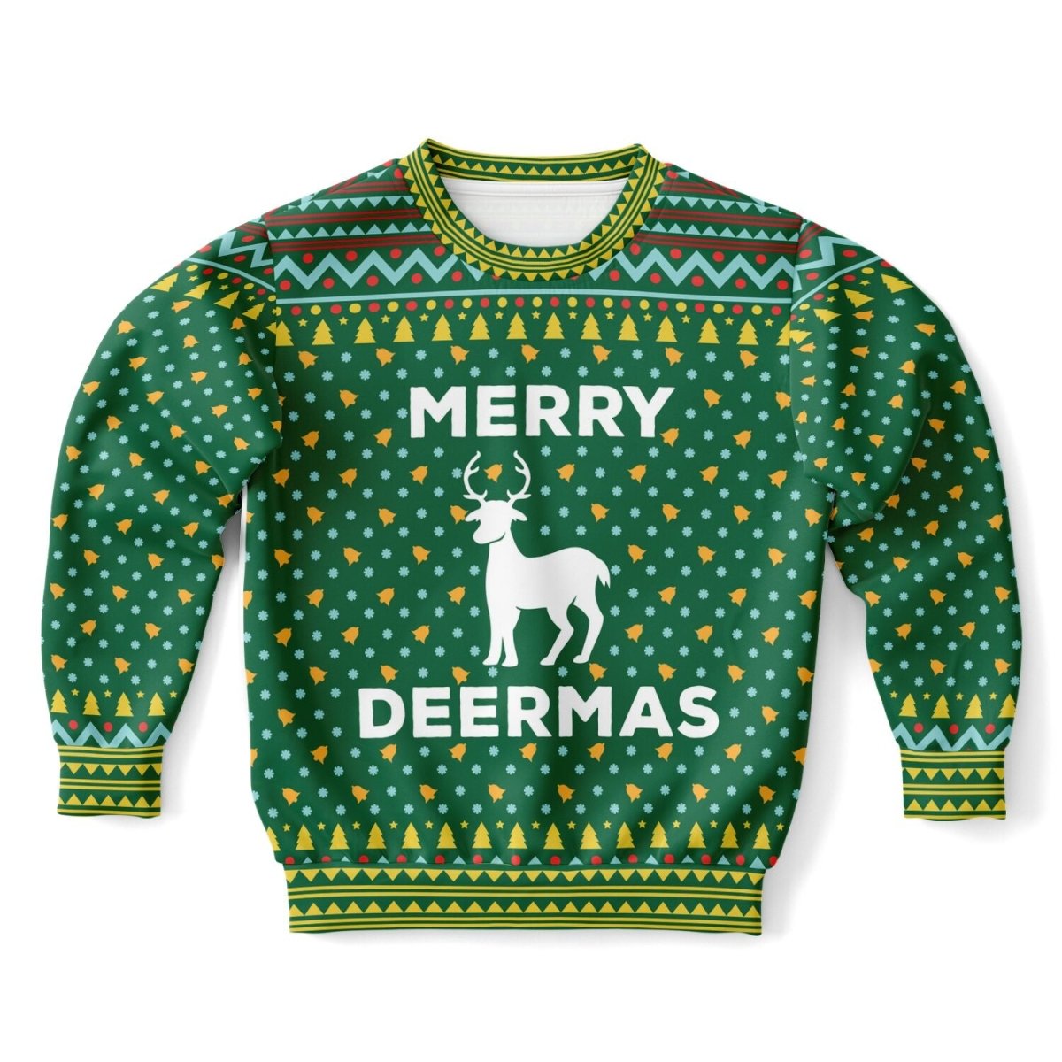Merry Deermas - Athletic Kids/Youth Ugly Christmas Sweater - TreasuredTale