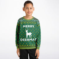 Merry Deermas - Athletic Kids/Youth Ugly Christmas Sweater - TreasuredTale