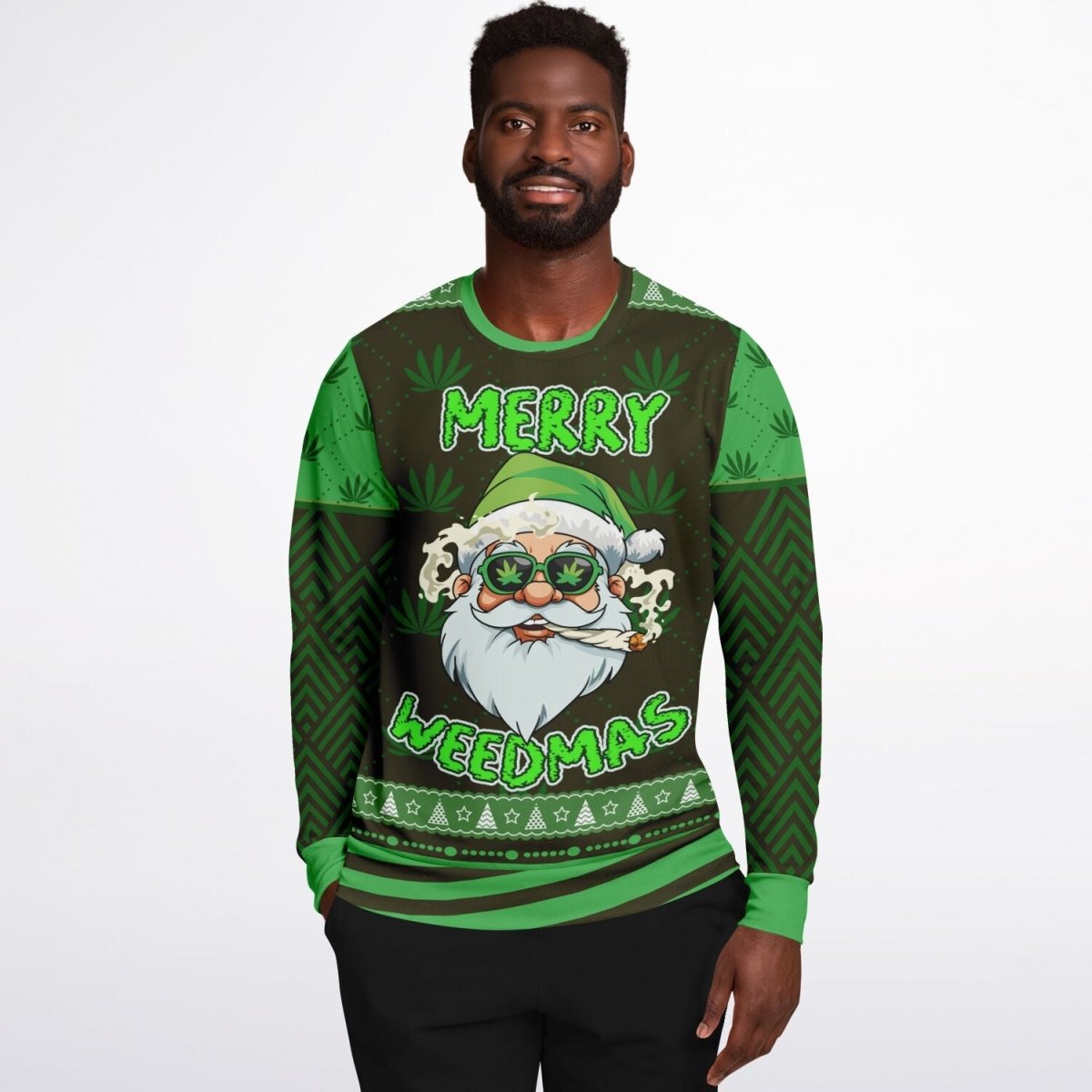 “Merry Weedmas” Funny Santa Christmas Sweatshi - TreasuredTale