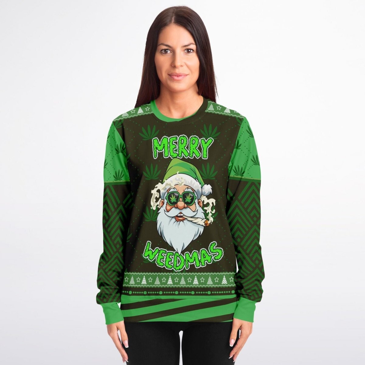 “Merry Weedmas” Funny Santa Christmas Sweatshi - TreasuredTale