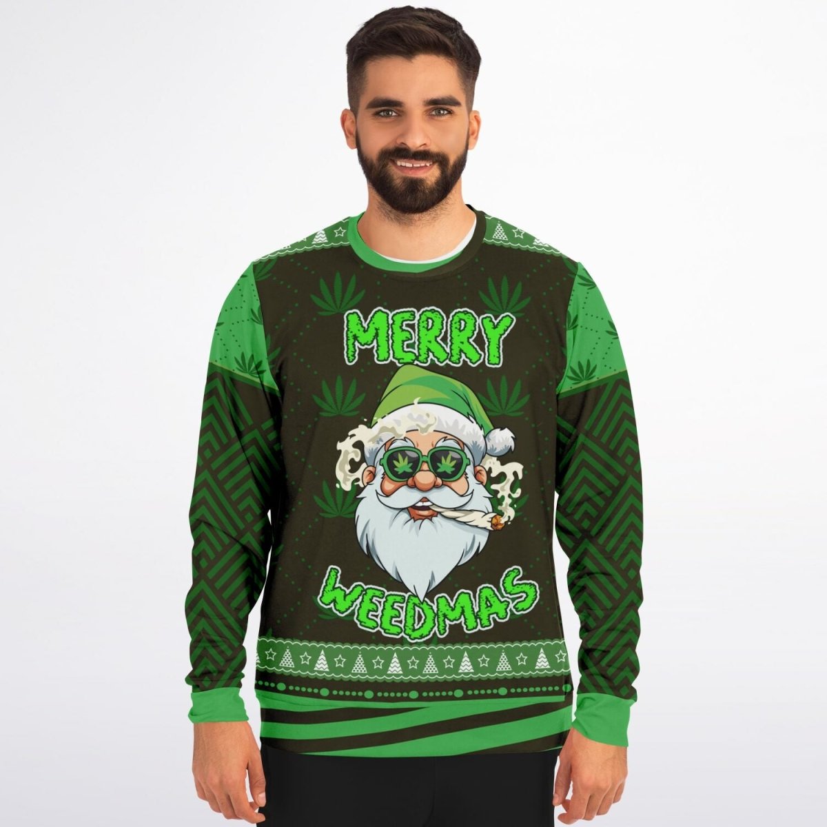 “Merry Weedmas” Funny Santa Christmas Sweatshi - TreasuredTale