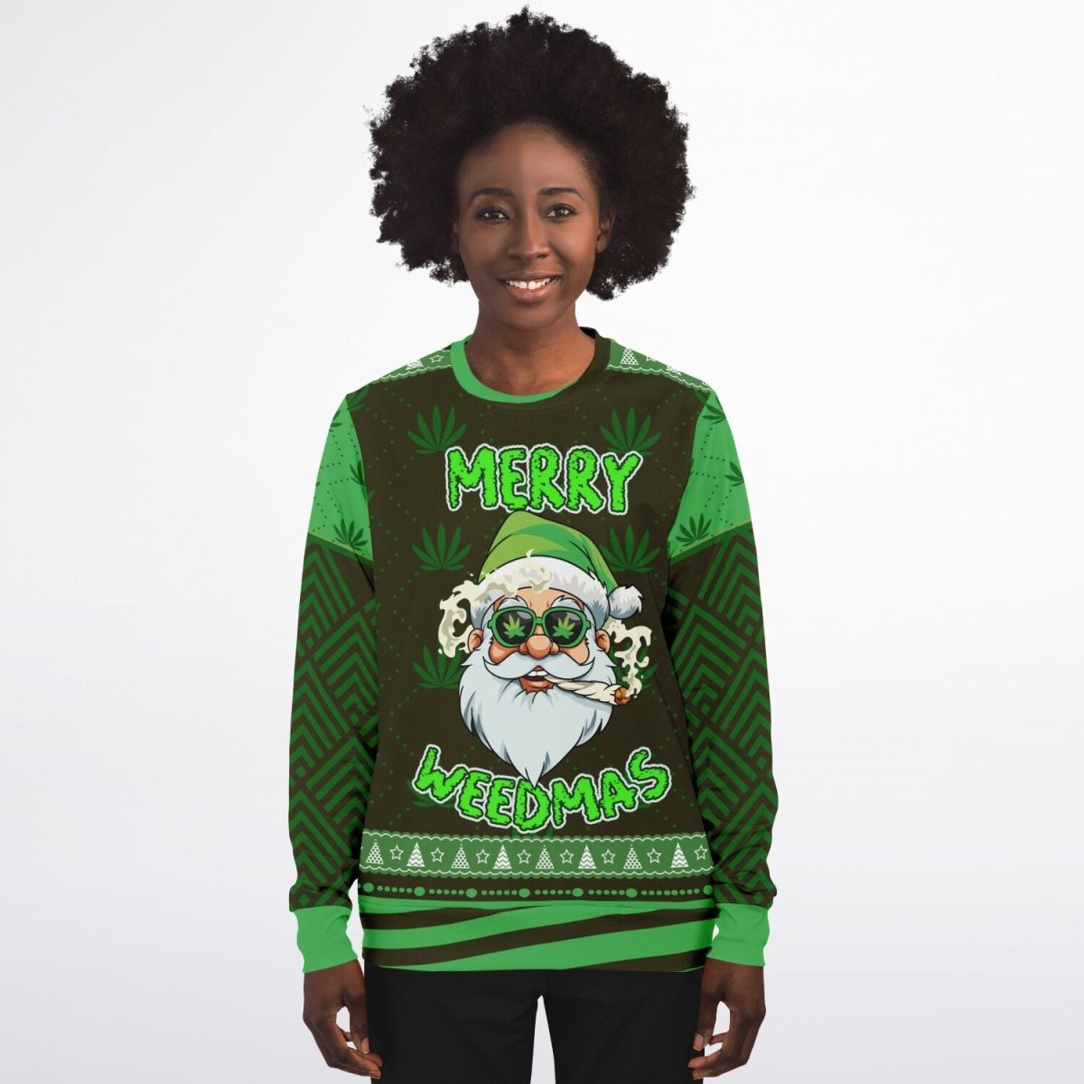“Merry Weedmas” Funny Santa Christmas Sweatshi - TreasuredTale