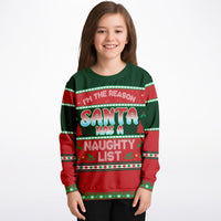Naughty List - Athletic Kids/Youth Funny Ugly Christmas Sweater - TreasuredTale