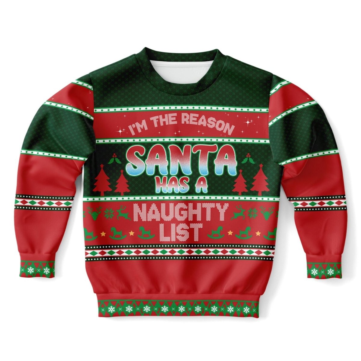 Naughty List - Athletic Kids/Youth Funny Ugly Christmas Sweater - TreasuredTale