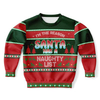 Naughty List - Athletic Kids/Youth Funny Ugly Christmas Sweater - TreasuredTale