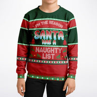 Naughty List - Athletic Kids/Youth Funny Ugly Christmas Sweater - TreasuredTale