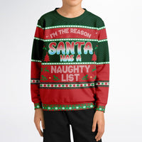Naughty List - Athletic Kids/Youth Funny Ugly Christmas Sweater - TreasuredTale