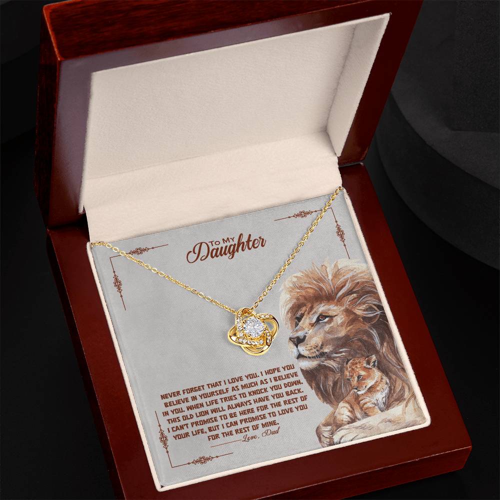 Dad to Daughter Love Knot Necklace – Lion Bond of Strength - TreasuredTale