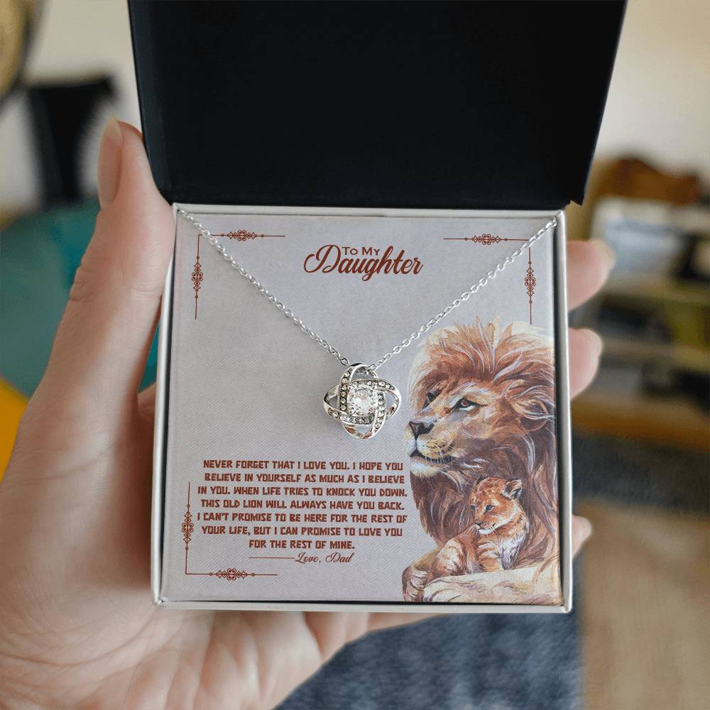 Dad to Daughter Love Knot Necklace – Lion Bond of Strength - TreasuredTale