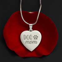 Non - Message Card Engraved Heart Necklace - Dog Mom - TreasuredTale