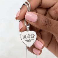 Non - Message Card Engraved Heart Necklace - Dog Mom - TreasuredTale