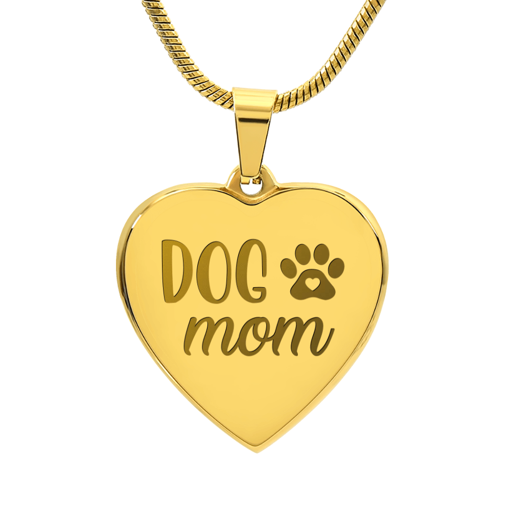 Non - Message Card Engraved Heart Necklace - Dog Mom - TreasuredTale