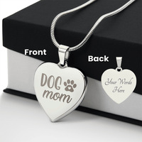 Non - Message Card Engraved Heart Necklace - Dog Mom - TreasuredTale