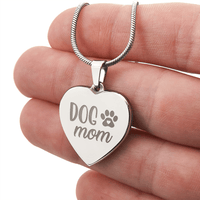 Non - Message Card Engraved Heart Necklace - Dog Mom - TreasuredTale